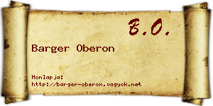 Barger Oberon névjegykártya